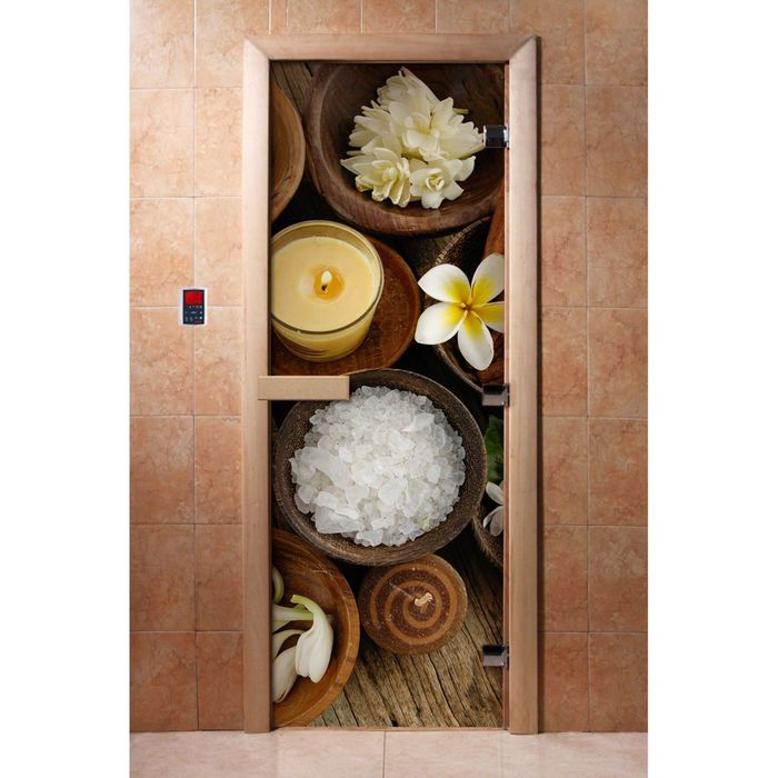 Дверь с фотопечатью, стекло 8 мм, размер коробки 190 × 70 см, правая, цвет А058