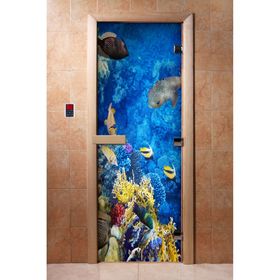 Дверь с фотопечатью, стекло 8 мм, размер коробки 190 × 70 см, правая, цвет А068
