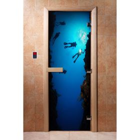 Дверь с фотопечатью, стекло 8 мм, размер коробки 190 × 70 см, правая, цвет А069