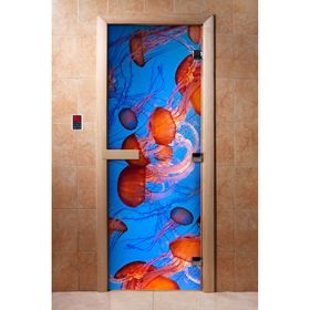 Дверь с фотопечатью, стекло 8 мм, размер коробки 190 × 70 см, правая, цвет А088