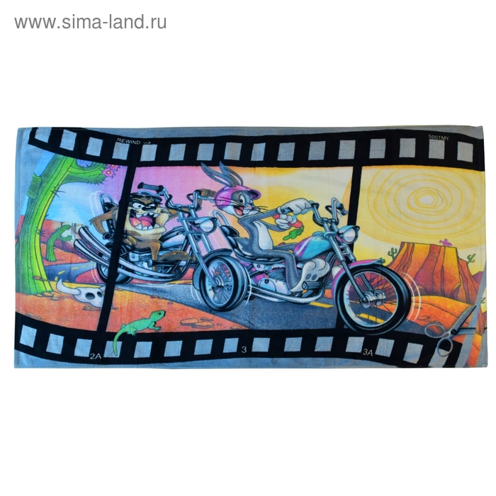Полотенце махровое Мотогонщики, 70х140 см, 320 г/м2, цвет микс - Фото 1