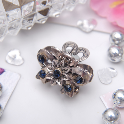 Краб для волос "Синий туман" 2,5 см ромашка