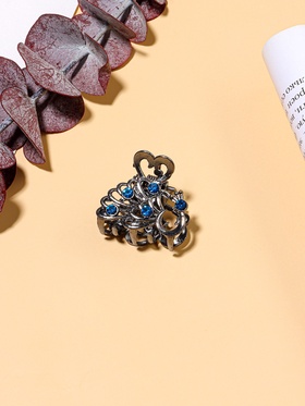 Крабик для волос «Синий туман», павлин, 2.5 см, серебро (комплект 6 шт)