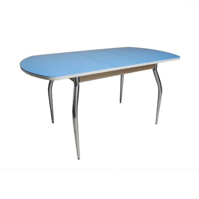 стол раздвижной ПГ-01СТ белое/голубое/хром фигурные - фото 1905394510