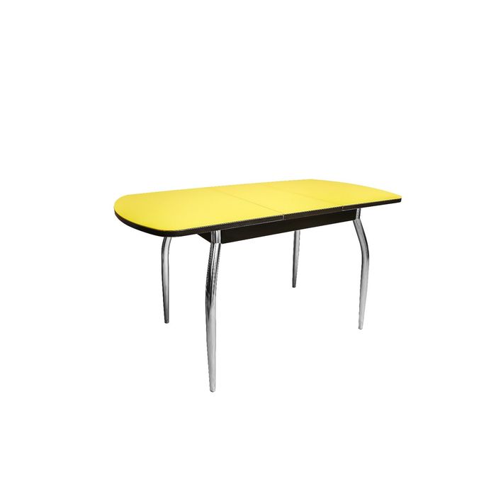 стол раздвижной ПГ-02СТ венге/жёлтое/хром фигурные - фото 1905394516