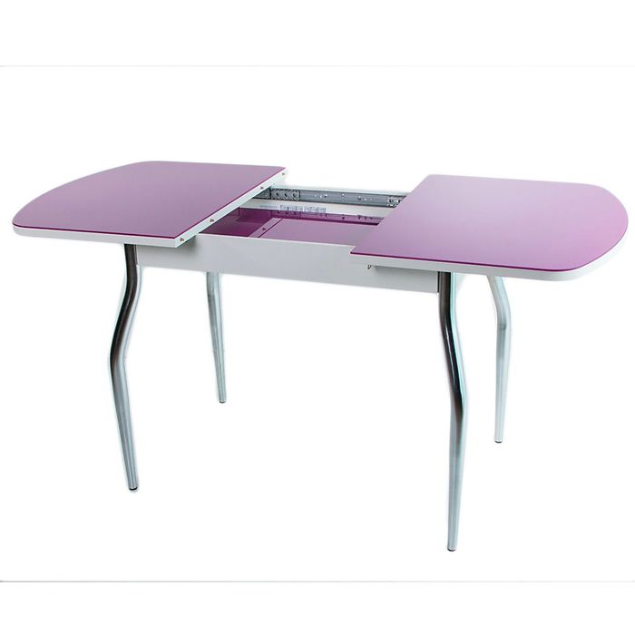 стол раздвижной Эллин белое/фиолетовое/хром фигурные - фото 1905394524