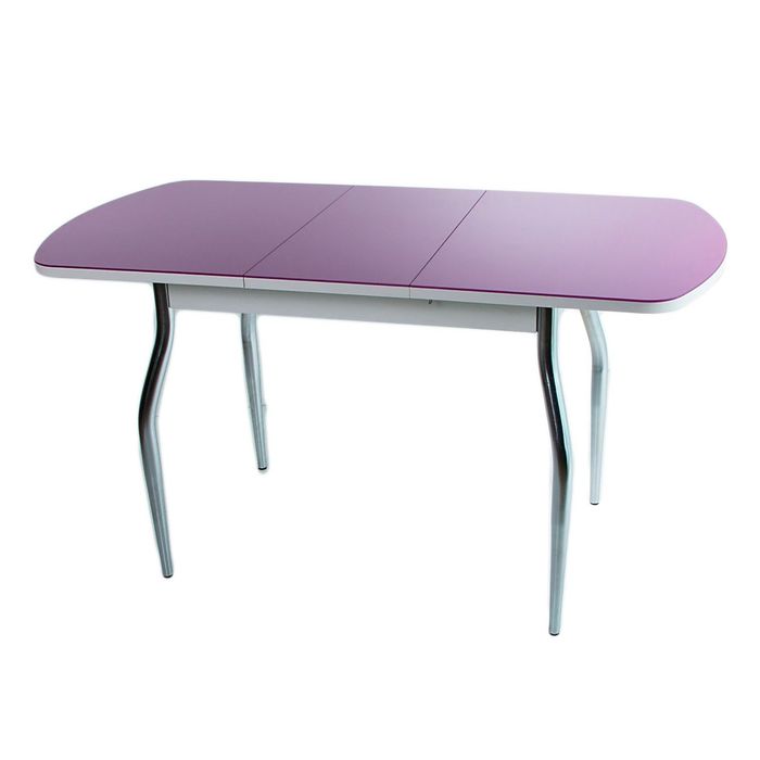 стол раздвижной Эллин белое/фиолетовое/хром фигурные - фото 1905394525