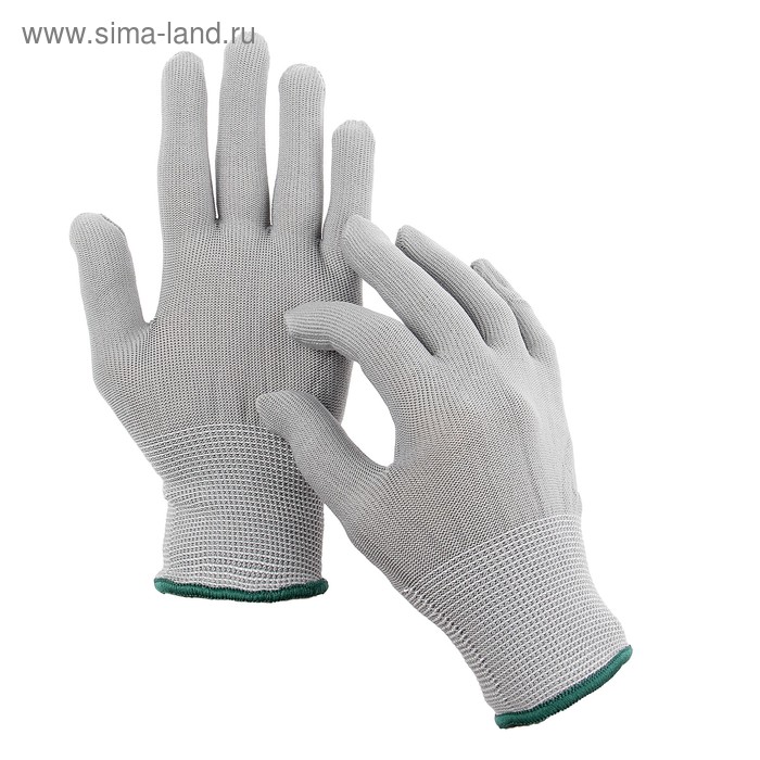 Перчатки нейлоновые, без покрытия, размер 8, серые, Greengo - Фото 1