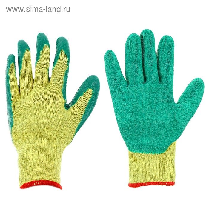 Перчатки, х/б плотной вязки, с нитриловым обливом, жёлтые, Greengo - Фото 1