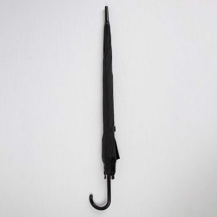Зонт - трость полуавтоматический «Однотонный», 8 спиц, R = 46 см, цвет чёрный - фото 1912054199