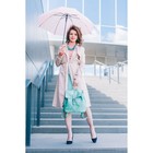 Зонт - трость полуавтоматический «Полоска», 8 спиц, R = 55 см, цвет розовый - Фото 6