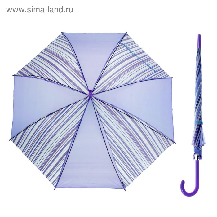Зонт полуавтоматический «Полоска», 8 спиц, R = 55 см, цвет сиреневый - Фото 1
