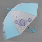 Зонт - трость полуавтоматический «Цветы», 8 спиц, R = 55 см, цвет голубой - Фото 1