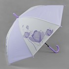 Зонт - трость полуавтоматический «Цветы», 8 спиц, R = 55 см, цвет сиреневый - Фото 1