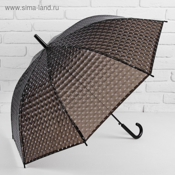 Зонт - трость полуавтоматический «Однотонный», 3D, 8 спиц, R = 55 см, цвет чёрный