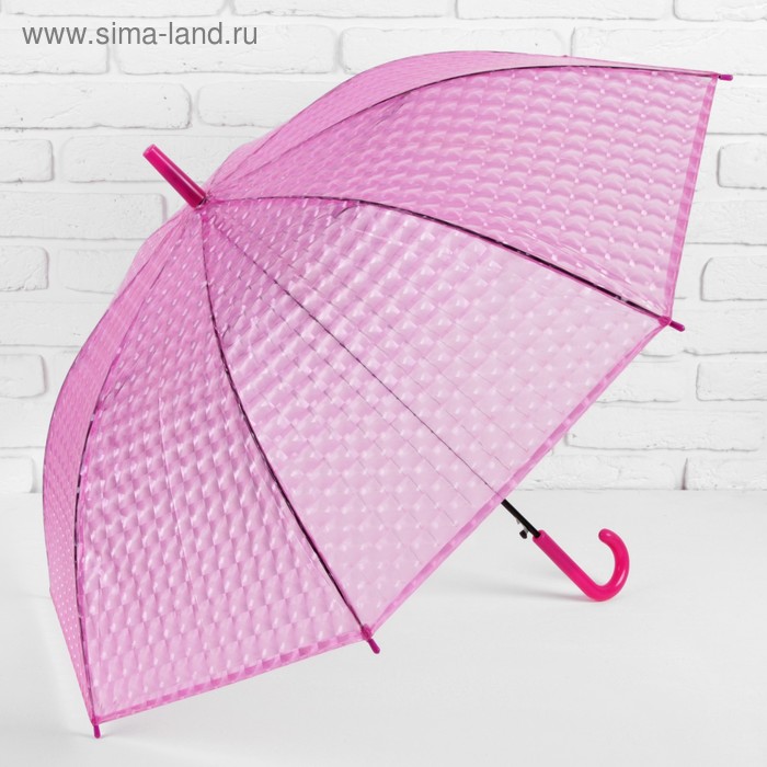 Зонт - трость полуавтоматический «Однотонный», 3D, 8 спиц, R = 55 см, цвет розовый