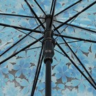 Зонт - трость полуавтоматический «Цветы», 8 спиц, R = 40 см, цвет голубой - Фото 3