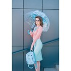 Зонт - трость полуавтоматический «Цветы», 8 спиц, R = 40 см, цвет голубой - Фото 6