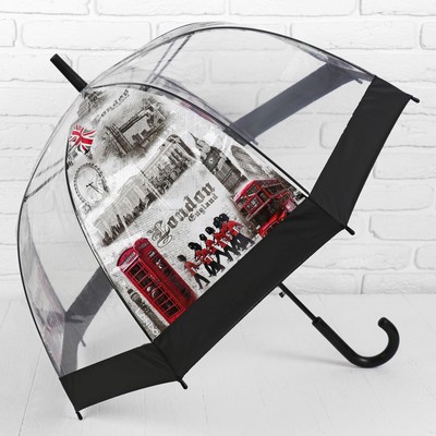 Зонт - трость полуавтоматический «Лондон», 8 спиц, R = 40 см, цвет чёрный