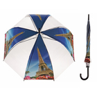 Зонт-трость "Эйфелева башня", полуавтоматический, R=41см, цвет синий - Фото 1
