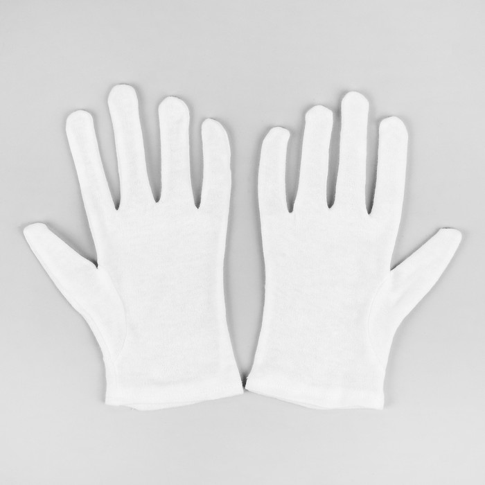 Перчатки хлопковые, размер M, пара, фасовка 12 шт, цвет белый - фото 1908301072