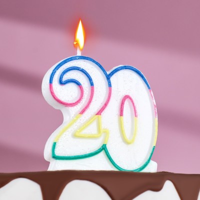 Свеча для торта «Цифра 20», 7.5 см