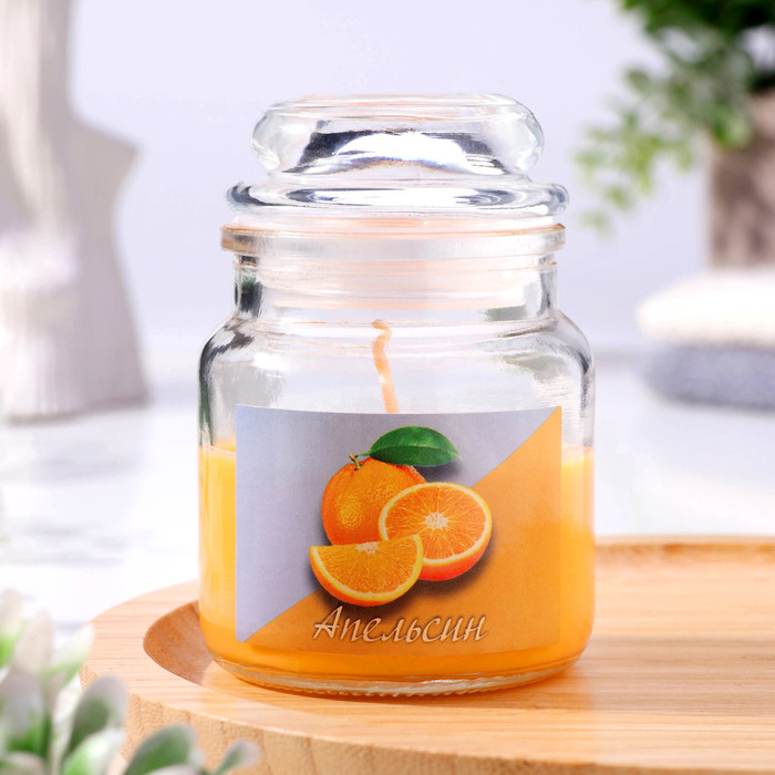 Свеча в банке ароматическая Сочный апельсин 6х8,5см