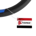 Оплетка TORSO, кожа PU, перфорация, размер 38 см, чёрная, синяя вставка - Фото 3