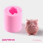 Молд для заливки 3D Доляна «Совёнок», силикон, 5×5.5 см, розовый - Фото 1