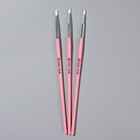 Набор силиконовых кистей для наращивания и дизайна ногтей, 3 шт, 18 см, цвет розовый - Фото 3