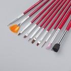 Набор кистей для наращивания и дизайна ногтей, 10 шт, 18,5 см, цвет розовый - Фото 4