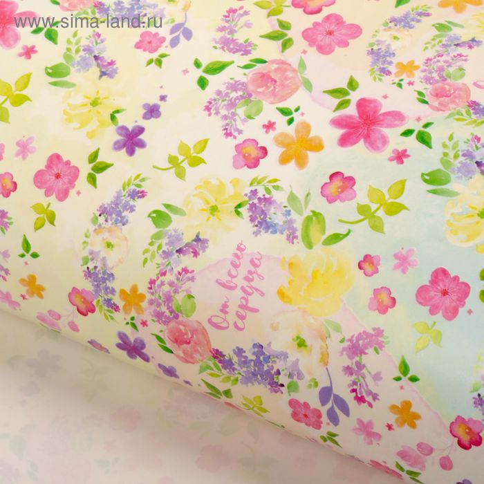 Бумага упаковочная глянцевая «Цветочный венок», 70 × 100 см 1 - Фото 1