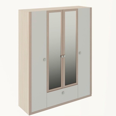 Шкаф четырёхдверный «Глэдис», 1600×500×2200 мм, цвет ясень шимо светлый/белый