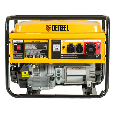 Генератор DENZEL GE 6900, бензиновый, 5/5.5 кВт, 220 В/50Гц, 25 л, ручной старт