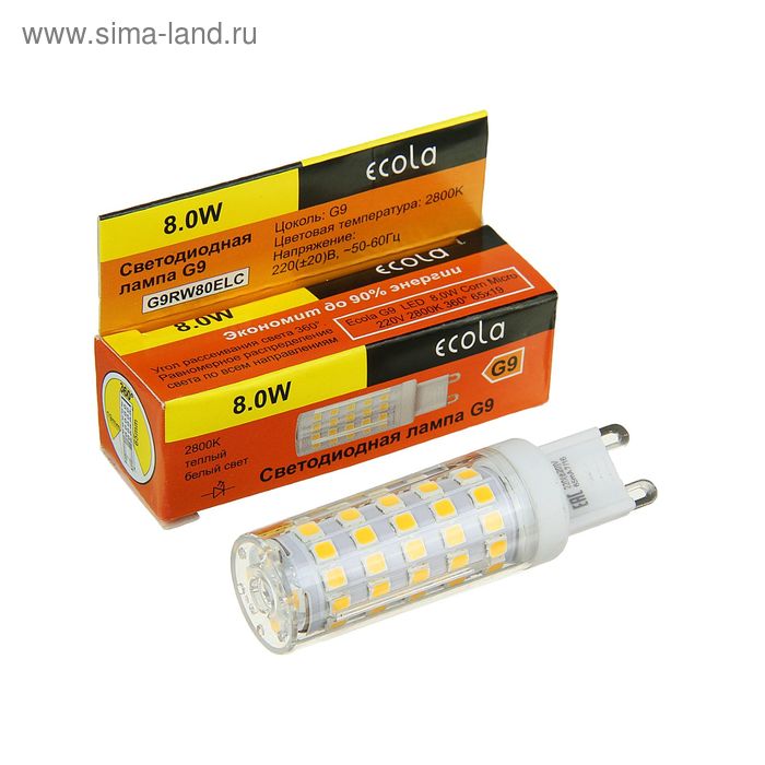 Лампа светодиодная Ecola LED Premium, 8 Вт, G9, 2800 K, 360°, 65x19 - Фото 1
