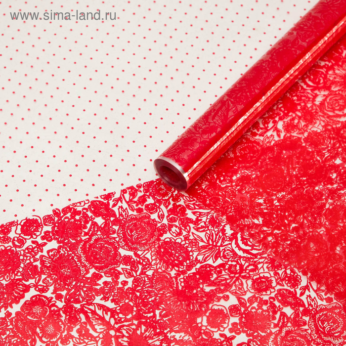 Пленка для цветов и подарков "Вернисаж", красный, 0,8 х 6 м, 40 мкм - Фото 1