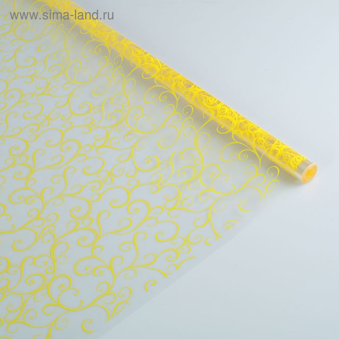 Пленка для цветов "Узор" 700 мм х 6 м, 40 мкм, жёлтая - Фото 1
