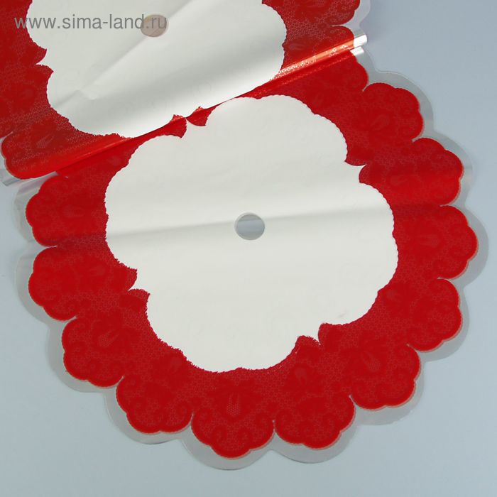 Салфетка ажурная круглая, 60 см, красная - Фото 1