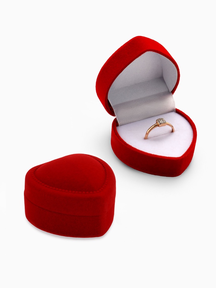 Футляр под кольцо, серьги «Сердце с рамкой из точек», бархатный, 5×5 см (±0.5 см ), красный - Фото 1