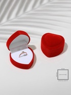Футляр под кольцо, серьги «Сердце с рамкой из точек», бархатный, 5×5 см (±0.5 см ), красный - Фото 8