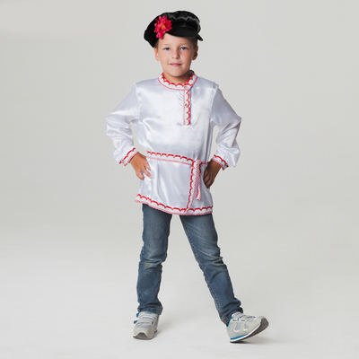 Русский народный костюм для мальчика, рубаха + картуз, р-р 28, рост 98-104 см