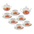 Сервиз чайный "Кирмаш. Сад цветов", 14 предметов: чайник 550 мл, сахарница 450 мл, 6 чашек 250 мл, 6 блюдец 15 см - Фото 1