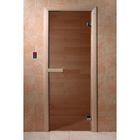 Дверь для бани и сауны стеклянная "Бронза", размер коробки 190х67, 6мм - фото 2047603