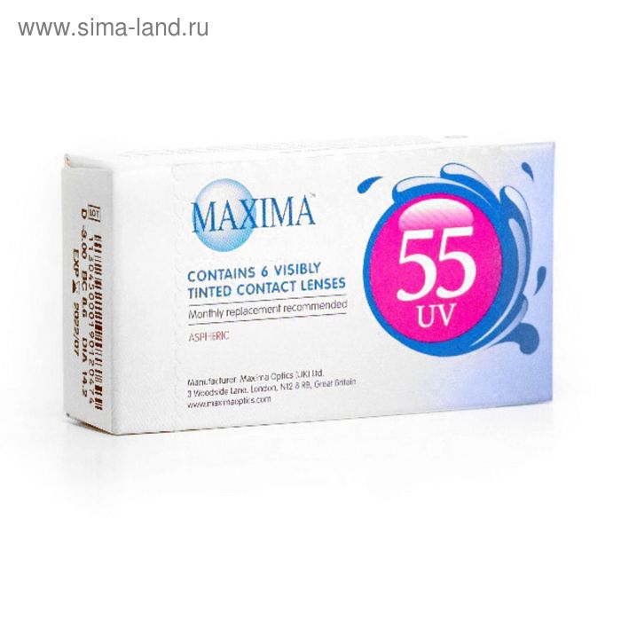 

Контактные линзы Maxima 55 UV aspheric, -5,5/8,6 в наборе 6 шт.