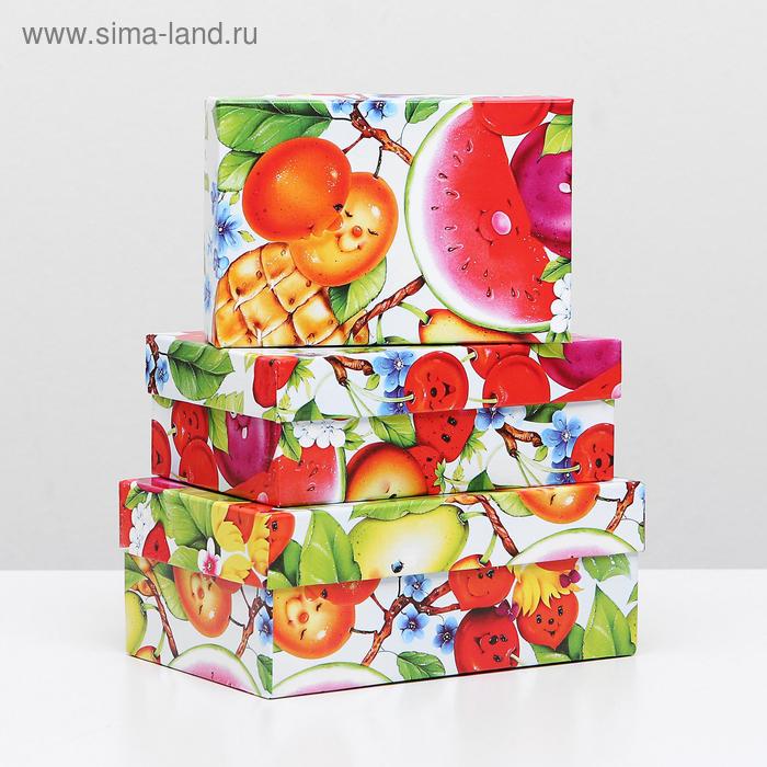 Набор коробок 3 в 1 "С фруктами", 19 х 12 х 7,5 - 15 х 10 х 5 см - Фото 1