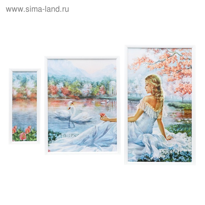 Модульная картина "Девушка у пруда" 11*30-1, 30*40-1, 29*50-1, 50х70 см - Фото 1