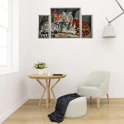 Модульная картина "Разные тигры" 20*45-2, 60*60-1, 60х100 см