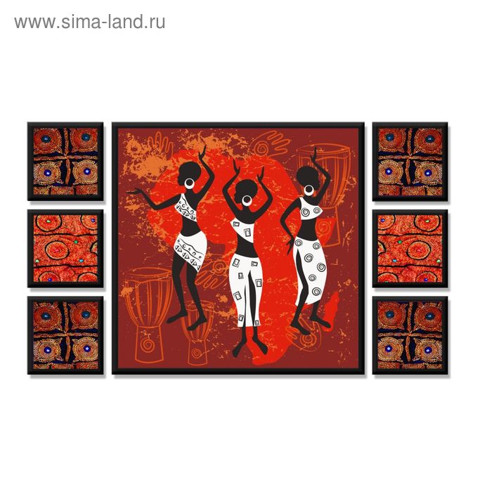 Модульная картина "Африканские женщины на ярком фоне" 1-90х90, 6-30х30., 150х90см - Фото 1