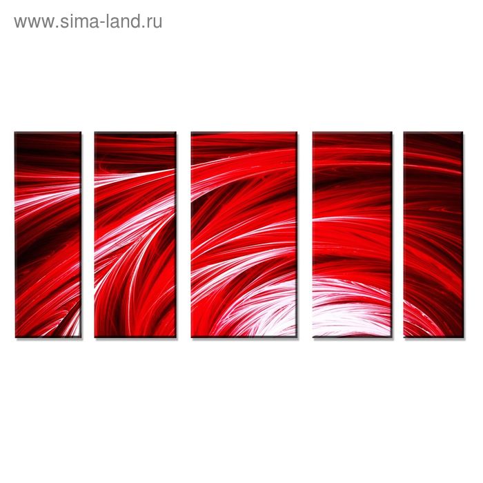 Модульная картина "Красный, бордовый узор"  2-20х60, 2-25х60, 1-30x60., 120х60см - Фото 1