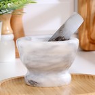 Ступка с пестиком, 130 мл, d=7 см, h=9 см, пестик 10.5 см, камень, белая - Фото 7